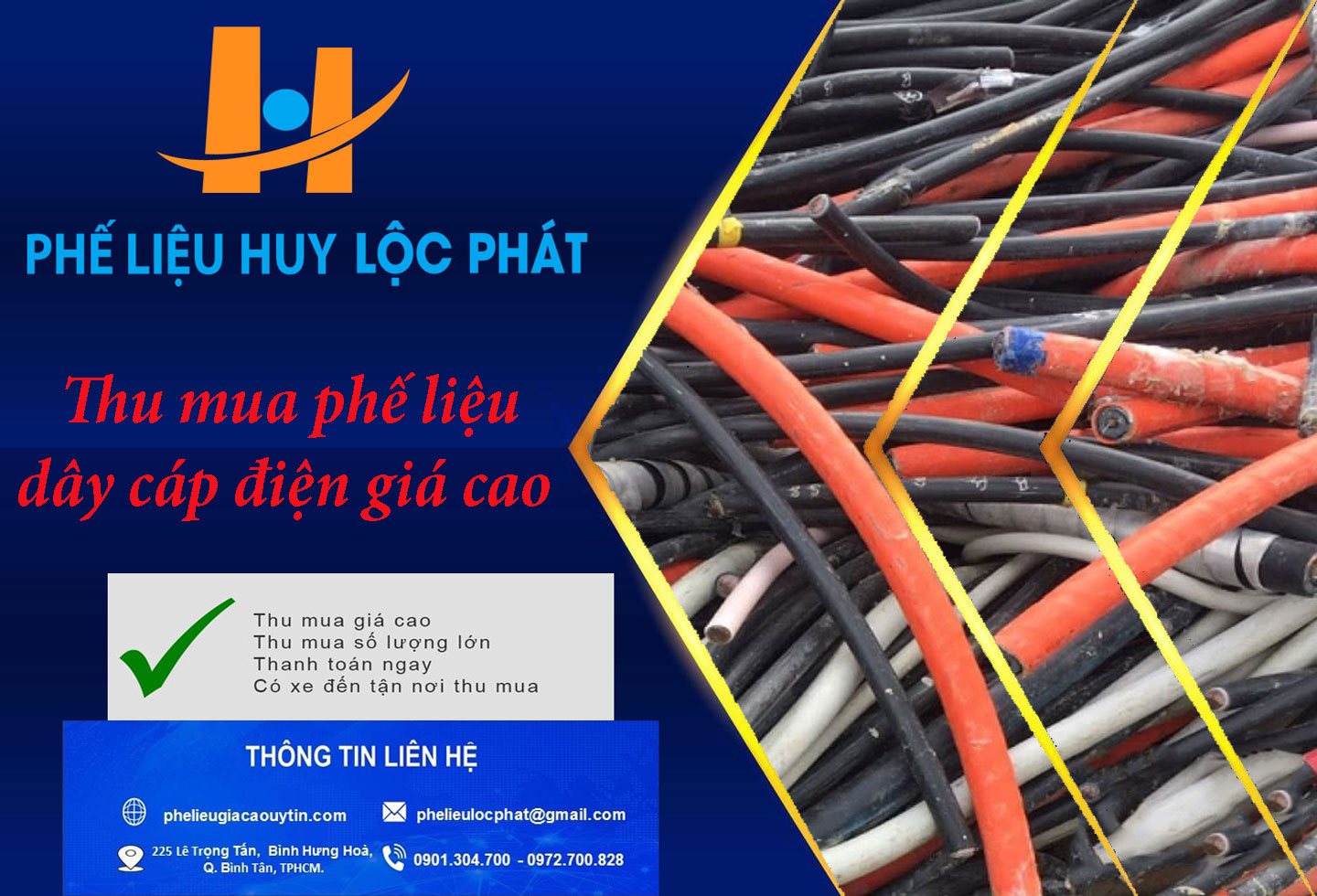 Thu mua phế liệu dây cáp điện giá cao trên toàn quốc – Huy Lộc Phát